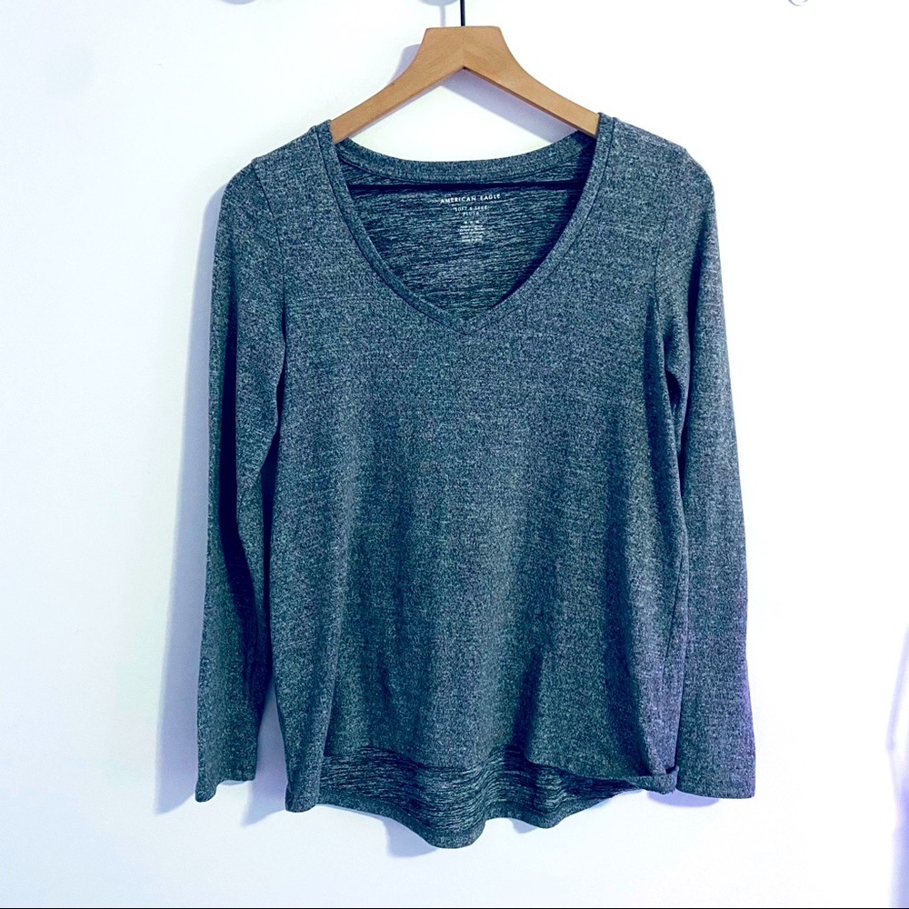American Eagle Soft and Lush Grey Pullover Sweater